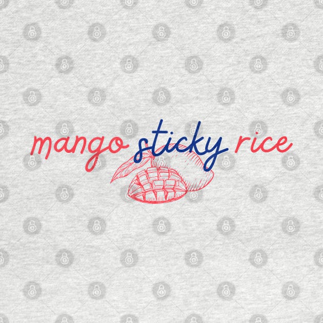 mango sticky rice - Thai red and blue - Flag color - with sketch by habibitravels